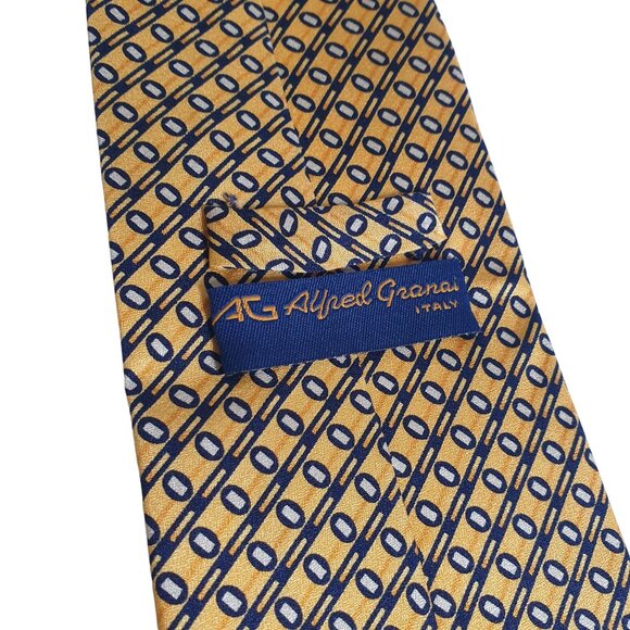 Alfred Granai Italy Designer Geometric Pattern Silk Tie Italian - Picture 4 of 5